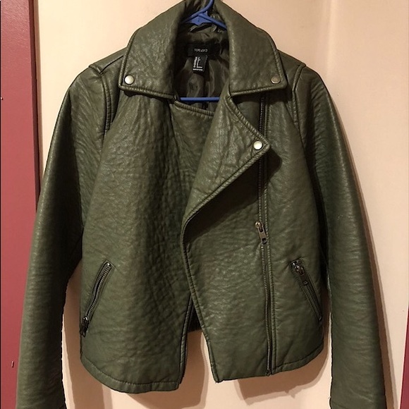 Forever 21 Jackets & Blazers - Green Leather Jacket